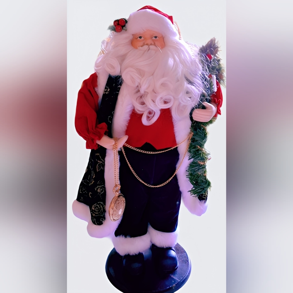 Vintage Santa Claus Holiday Figurine with Garland - 18” Tall